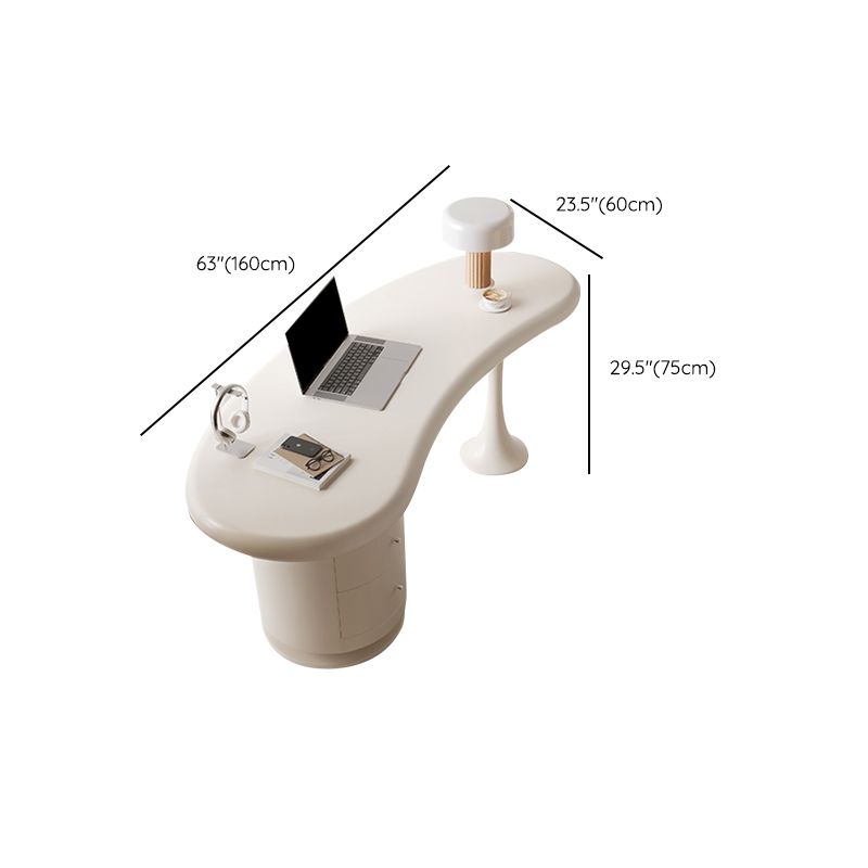 Unregelmäßiger hölzerner Büroschreibtisch weißer Schreibtisch mit 2-Schreibmaßen