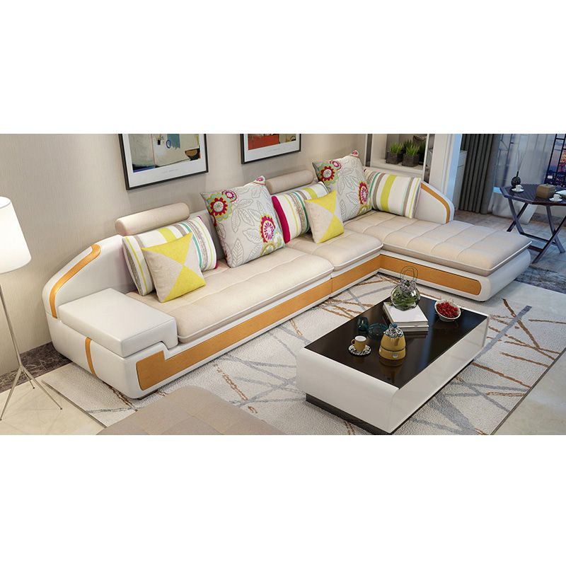 129.1"L X 70.8"W X 32.2"H Fabric Sectional Pillow Top Arm Sofa for Living Room Clearhalo 'Furniture' 'furniture_sectionals' 'kitchen' 'kitchen_sectionals' 'Living Room Furniture' 'Sectionals' 1200x1200_e12181b4-fa0c-43e1-802b-c7b253fa30e0