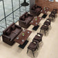 Industrial Wooden Dinner Room Kitchen Table Brown Pedestal Table for Dining Room Clearhalo ' dining_table' 'Dining Tables & Seating' 'Dining Tables' 'furn' 'furn_dining_table' 'Furniture' 'furniture_dining_table' 'Kitchen & Dining Furniture' 'kitchen&dining_furn' 'kitchen' 'kitchen_dining_table' 1200x1200_e125e1d9-5749-4985-b380-483ff1d41ad1