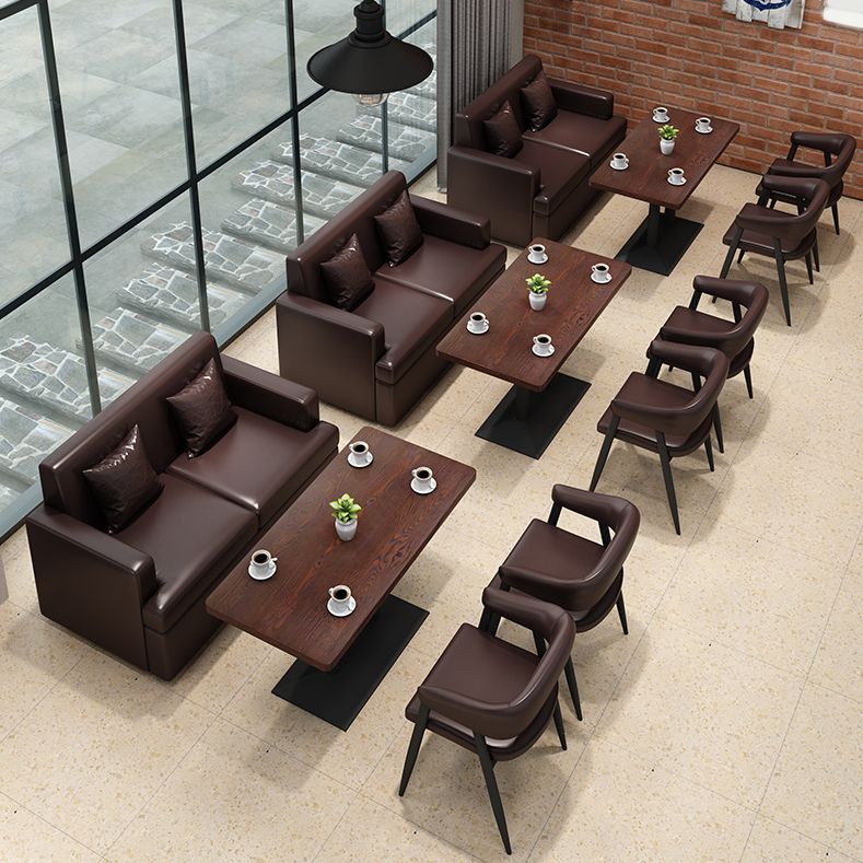 Industrial Wooden Dinner Room Kitchen Table Brown Pedestal Table for Dining Room Clearhalo ' dining_table' 'Dining Tables & Seating' 'Dining Tables' 'furn' 'furn_dining_table' 'Furniture' 'furniture_dining_table' 'Kitchen & Dining Furniture' 'kitchen&dining_furn' 'kitchen' 'kitchen_dining_table' 1200x1200_e125e1d9-5749-4985-b380-483ff1d41ad1