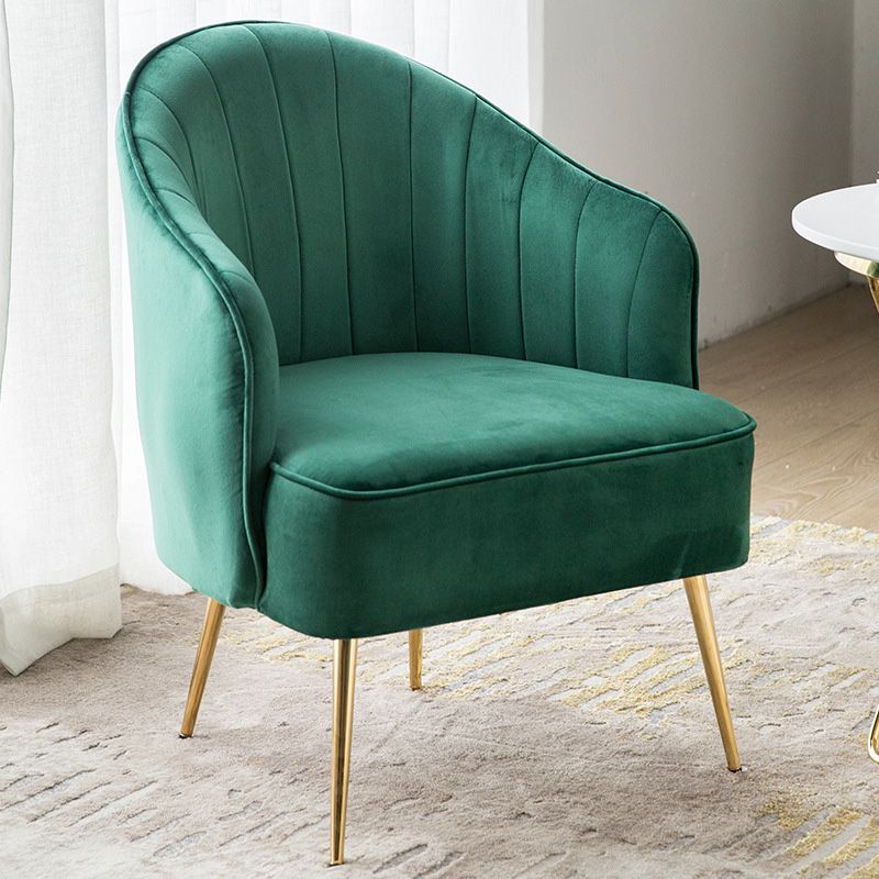 24.4"W Velvet Sloped Arms Barrel Chair with Basic Four Legs and Sewn Pillow Back Clearhalo 'Accent Chairs' 'accent_chairs' 'Chairs & Seating' 'furn' 'furn_accent_chairs' 'Furniture' 'Living Room Furniture' 1200x1200_e125e6ec-b243-414c-823d-4d0654927d67