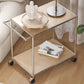 Medieval Modern Style Rectangular Metal Side Table with Wheel Base Design