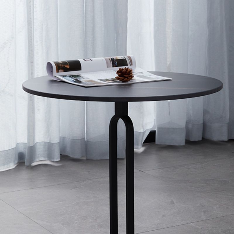 Stone Top Accent Side Table Rundes Sockel Wohnzimmer Metall Ecktisch