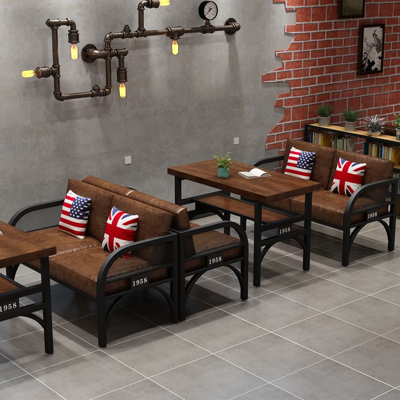 Industrial Solid Wood Dinner Room Kitchen Table Brown Table with Black Frame for Dining Room Clearhalo ' dining_table' 'Dining Tables & Seating' 'Dining Tables' 'furn' 'furn_dining_table' 'Furniture' 'furniture_dining_table' 'Kitchen & Dining Furniture' 'kitchen&dining_furn' 'kitchen' 'kitchen_dining_table' 1200x1200_e12aeadf-0dd5-446f-bb01-4139cc974116