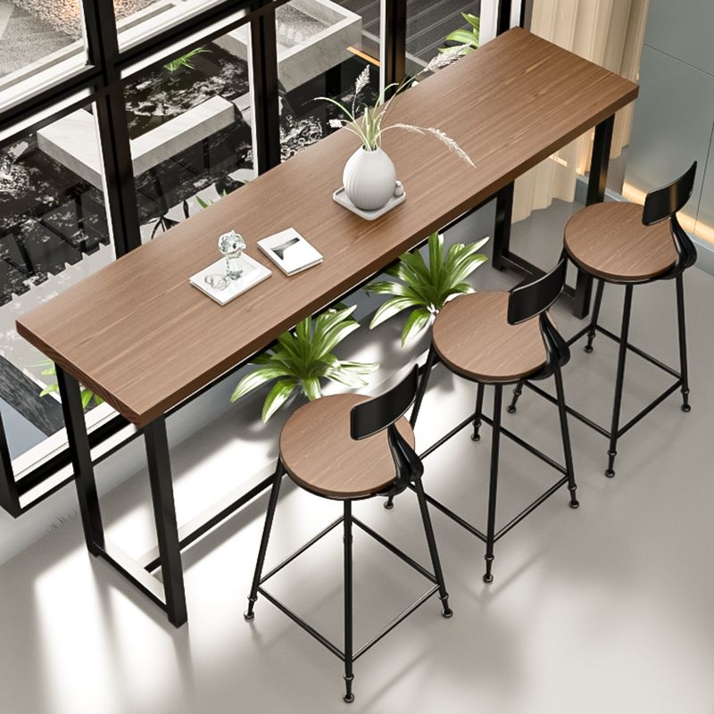 Juego de mesa de bar rectangular industrial, mesa de bar y taburetes de metal y madera maciza, 1/4 Uds.