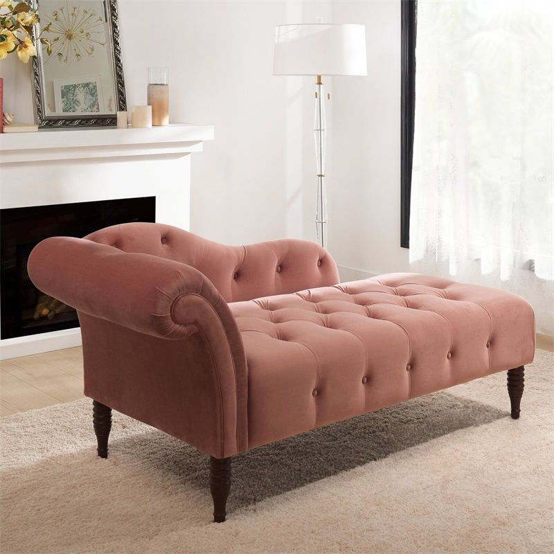 Chaise de brazos enrollados para sala de estar Chaise tapizado de terciopelo de estilo moderno
