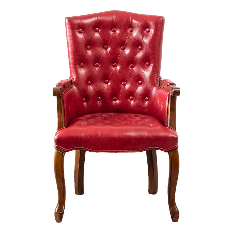 Farmhouse Faux Leather Home Arm Chair Matte Finish Solid Back Dining Chair Clearhalo 'Dining Chairs' 'Dining Tables & Seating' 'dining_chair' 'furn' 'furn_dining_chair' 'Furniture' 'furniture_dining_chair' 'Kitchen & Dining Furniture' 1200x1200_e12da259-e482-48f3-bcd0-d31dc0dcb140
