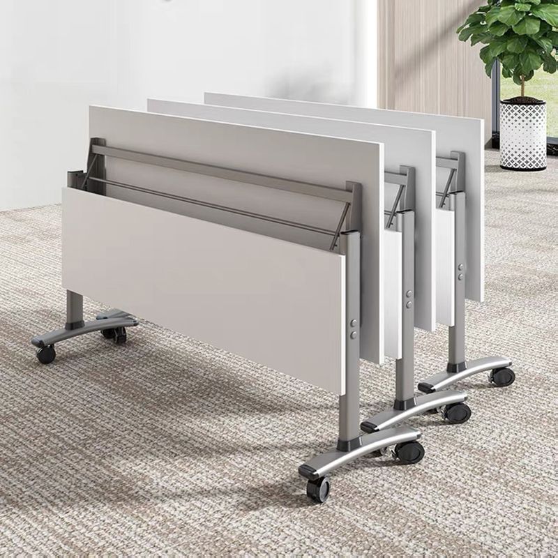 Folding Rectangular Writing Desk Manufactured Wood Top Desk with Caster Wheels Clearhalo 'furn' 'furn_office_desk' 'Furniture' 'Office Desks' 'Office Furniture' 'office_desk' 1200x1200_e12eca95-95ca-4dc5-8870-ab6788897933