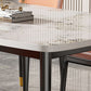 Mesa de comedor rectangular con tapa de piedra, mesa de comedor de cocina estilo Glam con patas negras