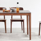 Mesa rectangular de estilo industrial, mesa de piedra sinterizada con patas de madera para uso doméstico