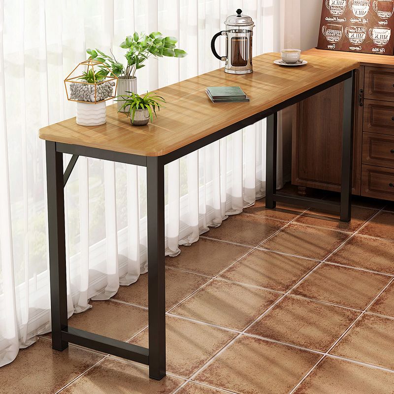 Contemporary Pub Table with Metal Frame Matte Finish Faux Wood Top Bar Table Clearhalo 'Bar Furniture' 'Bar Tables' 'bar_tables' 'furn' 'furn_bar_tables' 'Furniture' 'Kitchen & Dining Furniture' 1200x1200_e131c2c2-fef9-4262-9cf3-456a32b221c7
