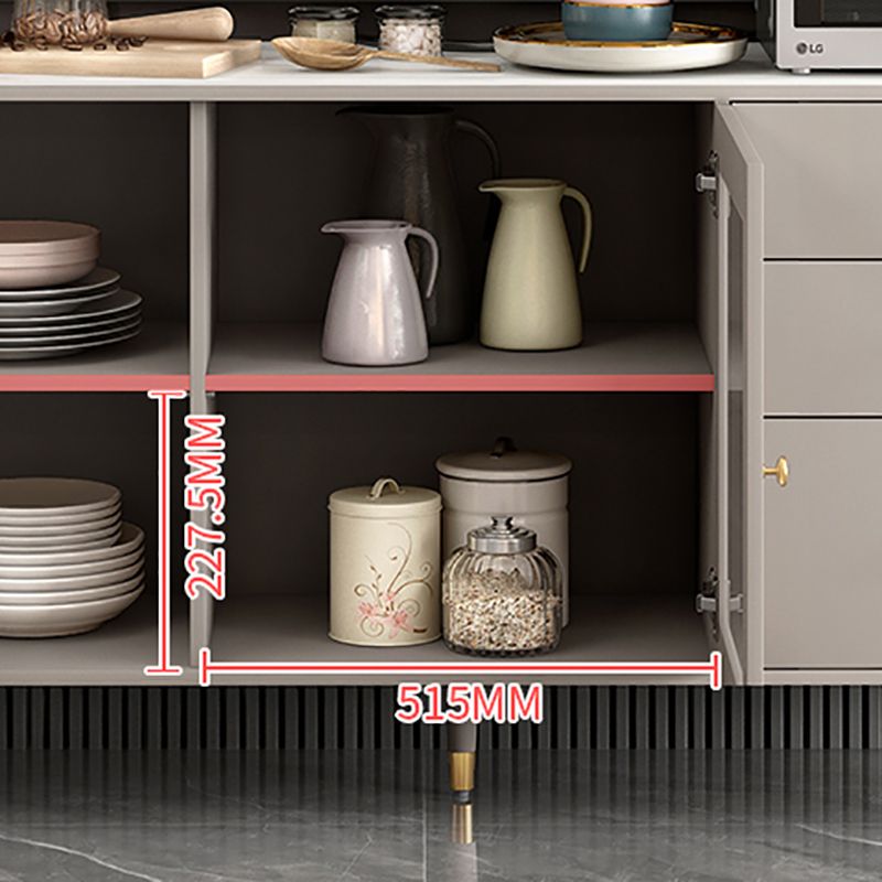 3-Drawer Engineered Wood Sideboard Glam Glass Sliding Doors Credenza with Stone Countertop Clearhalo 'buffet_sideboard' 'Buffets & Sideboards' 'furn' 'furn_buffet_sideboard' 'Furniture' 'furniture_buffet_sideboard' 'Kitchen & Dining Furniture' 1200x1200_e131efc0-e19d-4379-9ba5-ad7112f04442