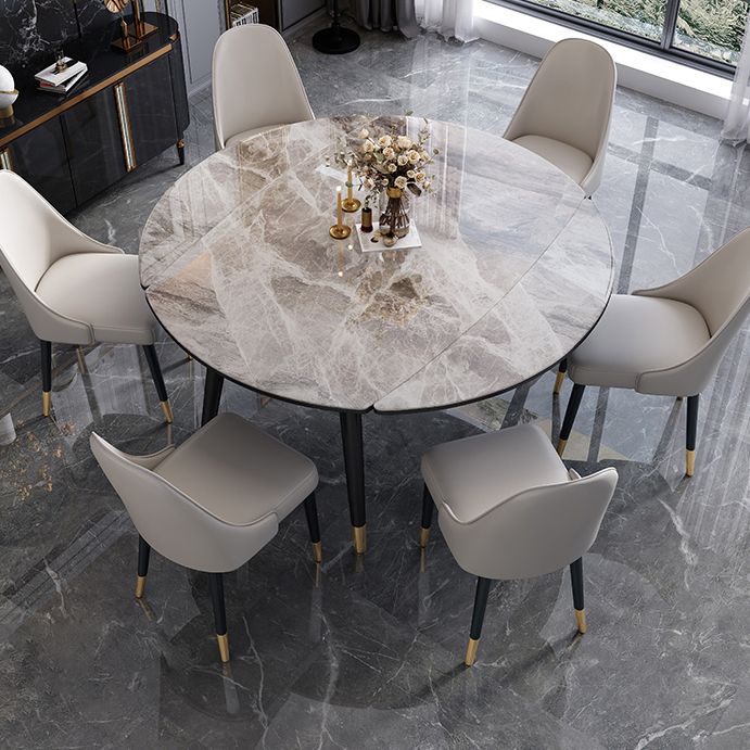 Traditional Luxury Dining Table Round Sintered Stone Dining Table with 4 Wood Legs Clearhalo ' dining_table' 'Dining Tables & Seating' 'Dining Tables' 'furn' 'furn_dining_table' 'Furniture' 'furniture_dining_table' 'Kitchen & Dining Furniture' 'kitchen&dining_furn' 'kitchen' 'kitchen_dining_table' 1200x1200_e134741c-92ee-4912-a5c8-25e4b84feeeb