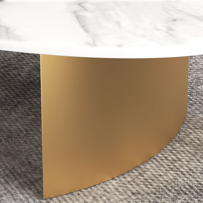 Modern Style Black Gold/white/grey Oval Coffee Table with Rock Board Clearhalo 'Coffee & Accent Tables' 'Coffee Tables' 'coffee_tables' 'furn' 'furn_coffee_tables' 'Furniture' 'Living Room Furniture' 1200x1200_e1356db3-7099-4b22-a369-7ae1f94339c7