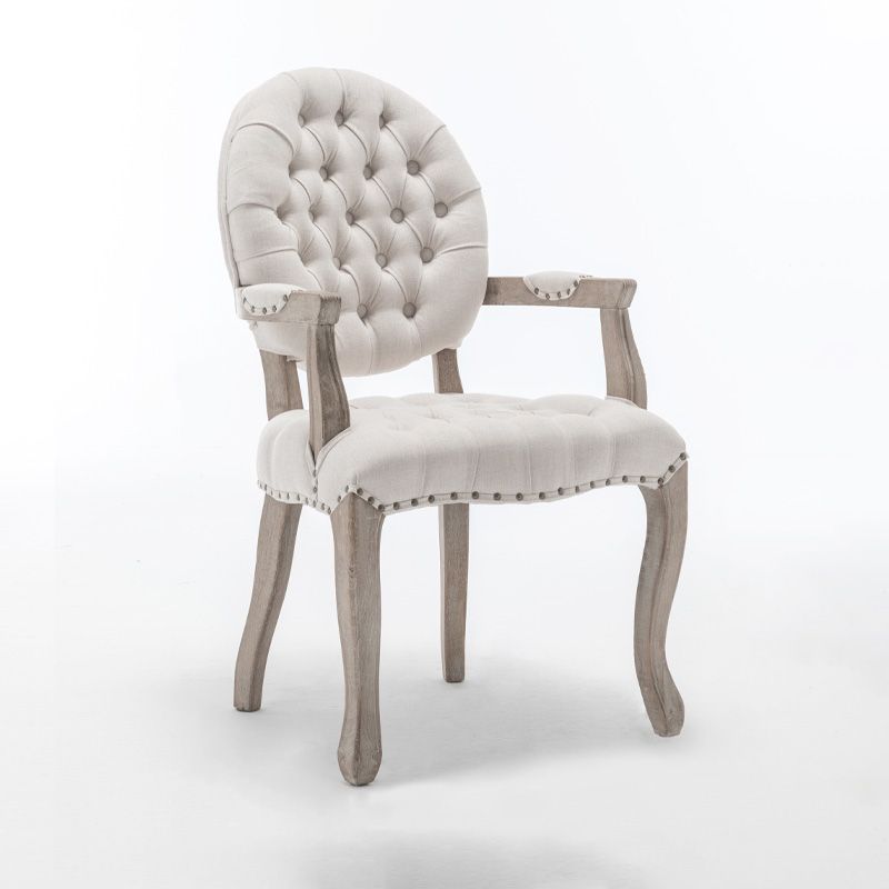 Farmhouse Wood Dining Chair Upholstered Arm Chair with 4 Grey Legs for Dining Room Clearhalo ' kitchen&dining_furn' 'Dining Chairs' 'Dining Tables & Seating' 'dining_chair' 'furn' 'furn_dining_chair' 'Furniture' 'furniture_dining_chair' 'Kitchen & Dining Furniture' 'kitchen' 1200x1200_e136a7d8-34c8-4b47-89f4-e55b088a9fe1