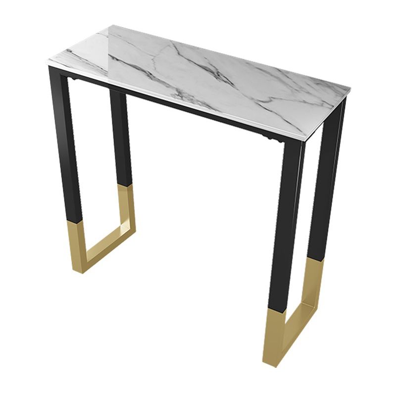 Glam Style Bar Tabel 42-inch Hoogte Stone Top Bistro Tafel met gouden voetstuk