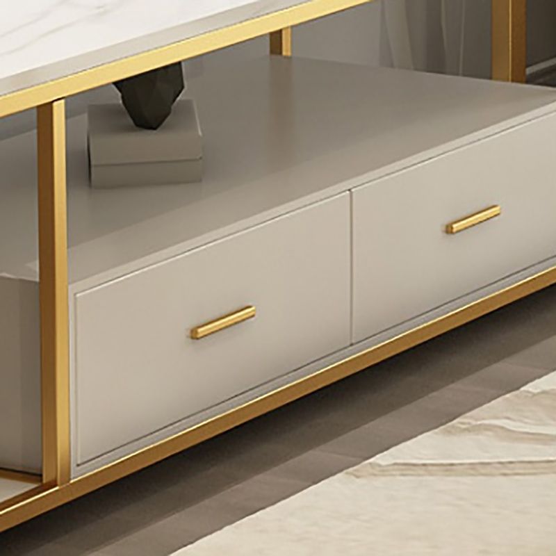 Console multimédia Glam, meuble TV à rangement ouvert, pour salon
