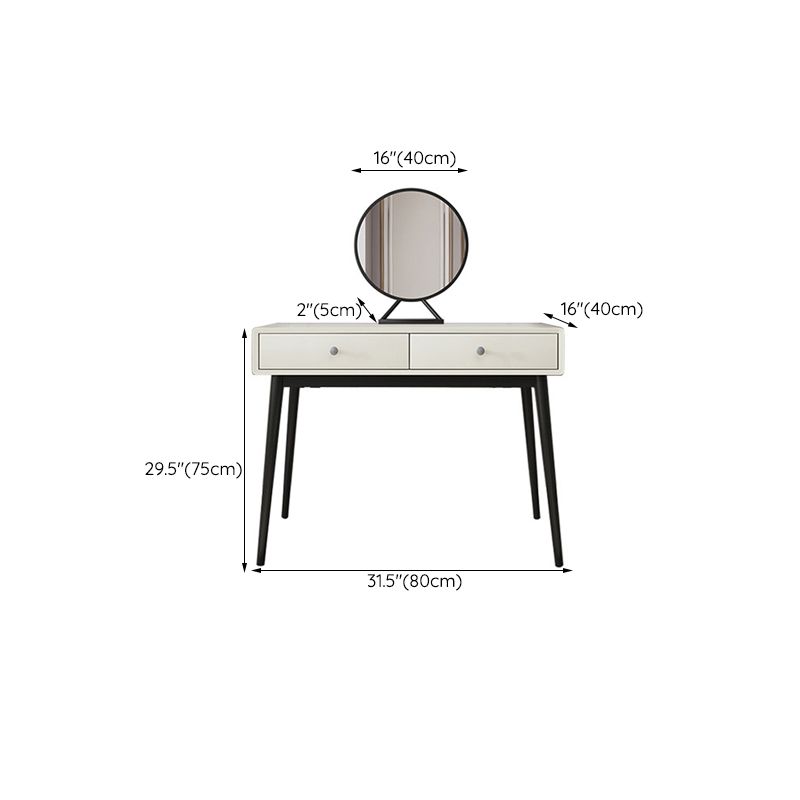 Wood White Makeup Table with 2 Drawers 15.74" Wide Vanity Tables for Bedroom Clearhalo 'Bedroom Furniture' 'furn' 'furn_makeup_vanities' 'Furniture' 'Makeup Vanities' 'makeup_vanities' 1200x1200_e1394841-760b-4027-b5d8-5e2e1d823db2