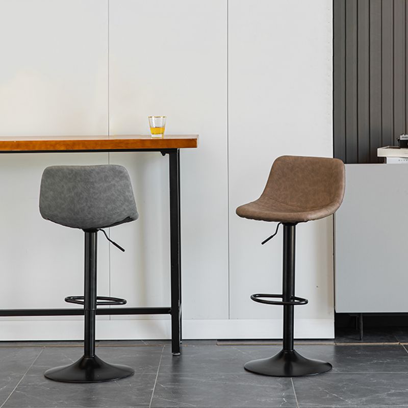 Contemporary Reception Adjustable Height Stool Matte Finish Leather Barstool Clearhalo 'Bar Furniture' 'Bar Stools' 'bar_stools' 'furn' 'furn_bar_stools' 'Furniture' 'furniture_bar_stools' 'Kitchen & Dining Furniture' 1200x1200_e13b7daa-e593-43b1-abbc-af1d2fafacac