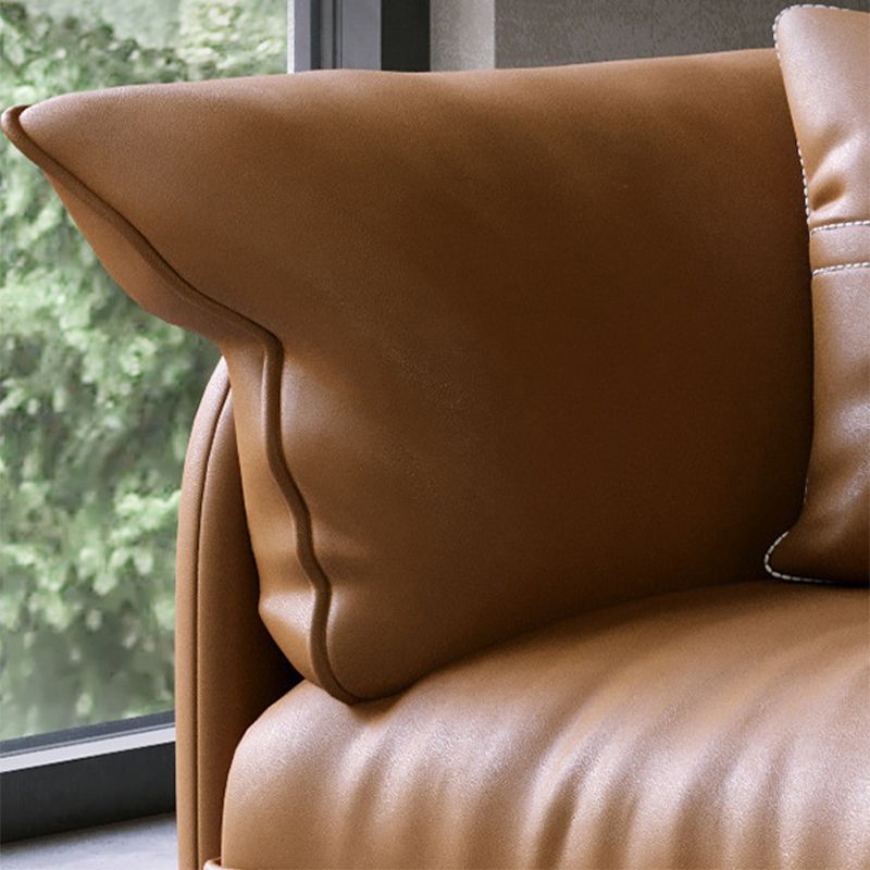 Modern Style with Pillow Back Leather/napa Upholstered Brown Sofa Clearhalo 'furn' 'furn_sofas' 'Furniture' 'furniture_sofas' 'kitchen' 'kitchen_sofas' 'Living Room Furniture' 'Sofa' 'sofas' 1200x1200_e13dbf6c-8878-485c-9166-08d18e7a4c52