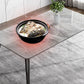Mesa de comedor de metal con 4 patas, mesa de comedor rectangular con tapa de piedra para comedor
