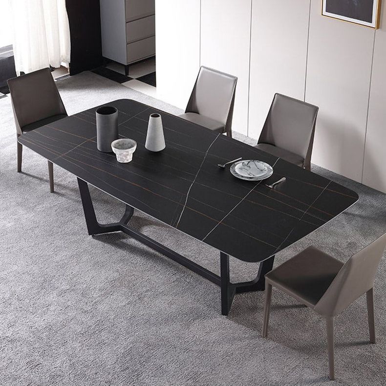 Eigentijdse dinetteset van gesinterde steen, 1/2/5/7-delige rechthoekige eettafelset