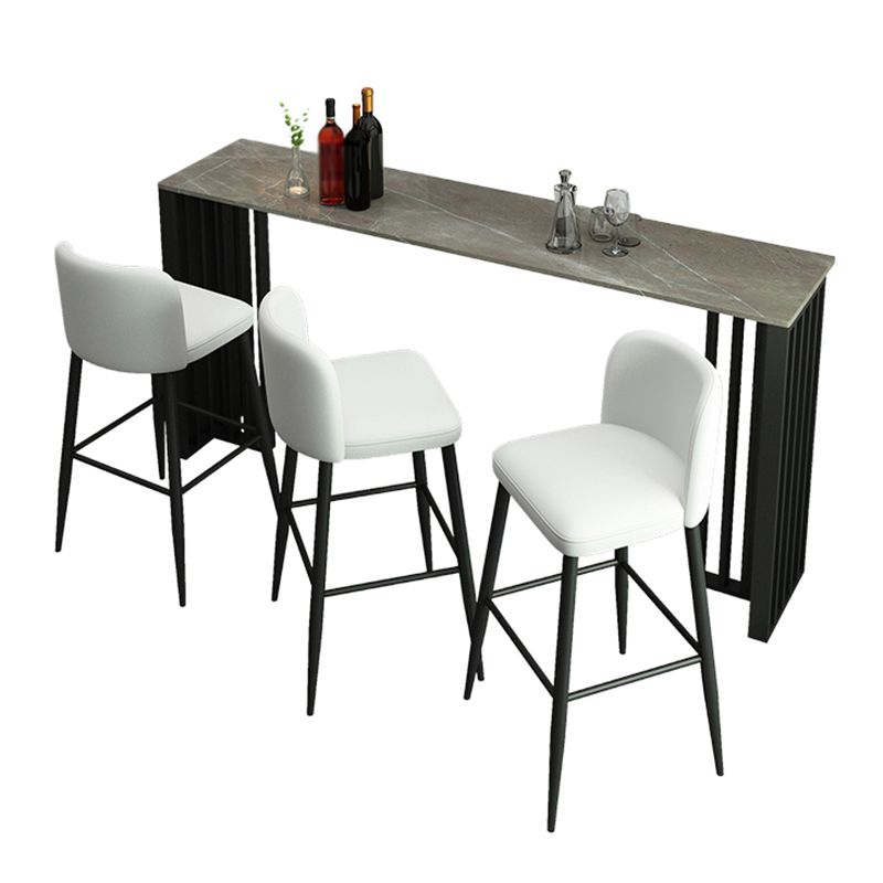 Industrial Stone Cocktail Bar Table Rectangle Double Pedestal Pub Height Dining Table Clearhalo 'Bar Furniture' 'Bar Tables' 'bar_tables' 'furn' 'furn_bar_tables' 'Furniture' 'Kitchen & Dining Furniture' 1200x1200_e1414817-b449-41e4-a06e-88b2ba7070d6