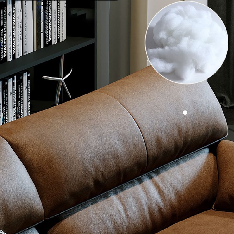 Divano braccio top cuscino in cuscinetto in pelle marrone cucitura cupina posteriore