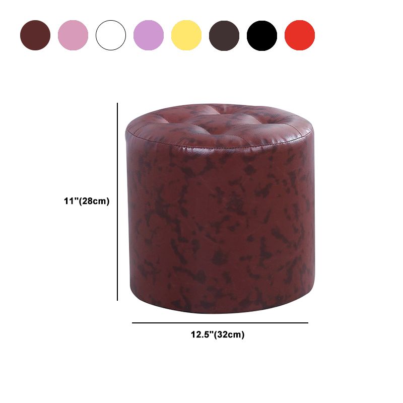 Modern Cylinder Shape Boucle Pouf Plain PU Leather Tufted Ottoman Footrest Clearhalo 'furn' 'furn_ottomans_poufs' 'Furniture' 'Living Room Furniture' 'Ottomans & Poufs' 'ottomans_poufs' 1200x1200_e14233d3-f878-4847-a7ef-40a9d3abaf0c