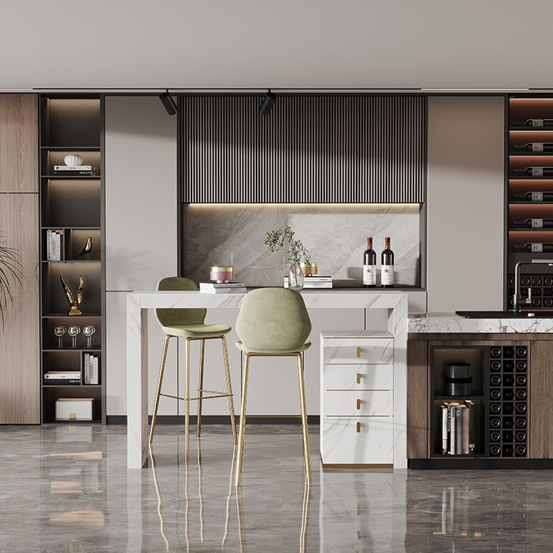 Moderner Bar-Esstisch, rechteckiger Stein-Bartisch für das Wohnzimmer