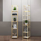 Gold and Black Metal Shelf Bookcase Bedroom Vertical Bookshelf with Shelves