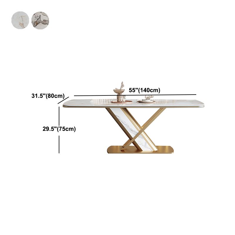 Stone Top Dining Table Traditional Luxury Rectangle Dining Table with Pedestal Base Clearhalo 'Dining Tables & Seating' 'Dining Tables' 'dining_table' 'furn' 'furn_dining_table' 'Furniture' 'furniture_dining_table' 'Kitchen & Dining Furniture' 'kitchen' 'kitchen_dining_table' 1200x1200_e1447c07-bc08-4391-b739-695bf670ebc7