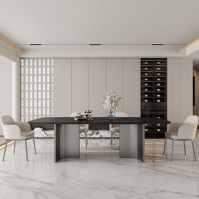 Glam Black Dining Table Set 1/4/5/7 Pcs Dinette Set with Leather Chairs