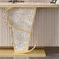 Glam Pedestal Slate Metal Sofa Console Table Half Moon Stain Resistant Console Table Clearhalo 'Console Tables' 'console_tables' 'Entry & Mudroom Furniture' 'furn' 'furn_console_tables' 'Furniture' 1200x1200_e145ca6b-2815-4e88-9094-a0d94f2943b4