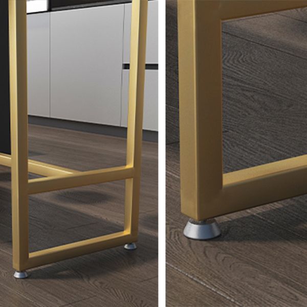 Glam Rectangle Stone Bar Dining Table Gold Iron Trestle Pedestal Bar Table (only table) Clearhalo 'Bar Furniture' 'Bar Tables' 'bar_tables' 'Furniture' 'furniture_bar_tables' 'Kitchen & Dining Furniture' 'kitchen&dining_furn' 'kitchen' 1200x1200_e146a5d9-193b-47ef-9737-ca4bd50bd077