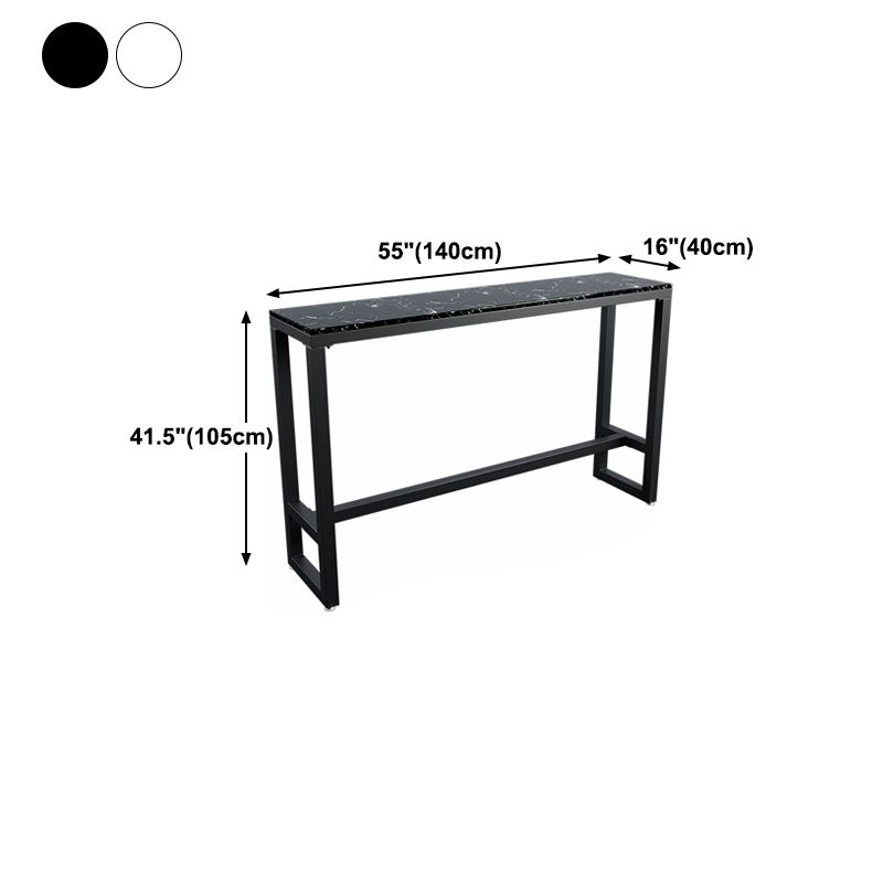 Industrial Black Iron Bar Table Marble Rectangle Top 41.3"H Bistro Table, Only Table Clearhalo 'Bar Furniture' 'Bar Tables' 'bar_tables' 'furn' 'furn_bar_tables' 'Furniture' 'furniture_bar_tables' 'Kitchen & Dining Furniture' 1200x1200_e14775ca-c8c6-4858-8d6b-979966219285