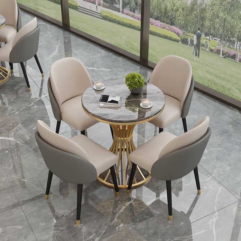 Round Pedestal Glam Dining Table Two-Color Fixed Table of Sintered Stone Clearhalo ' dining_table' 'Dining Tables & Seating' 'Dining Tables' 'furn' 'furn_dining_table' 'Furniture' 'furniture_dining_table' 'Kitchen & Dining Furniture' 'kitchen&dining_furn' 'kitchen' 'kitchen_dining_table' 1200x1200_e147a9f5-b557-4196-aae8-7c9b4d304e89