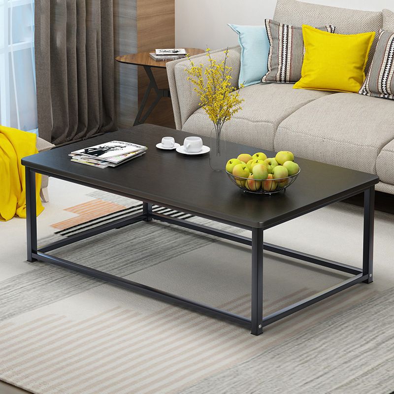 Modern Style Rectangular Wooden Table with Metal Frame Base Coffee Table Clearhalo 'Coffee & Accent Tables' 'Coffee Tables' 'coffee_tables' 'furn' 'furn_coffee_tables' 'Furniture' 'Living Room Furniture' 1200x1200_e147e562-0386-4e11-8612-fe08816e5e87