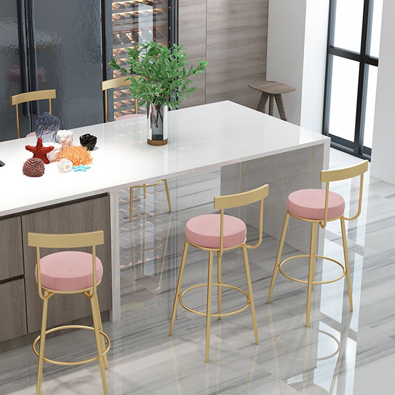 Glam Round Counter Height Stools Grey and Gold Footrest Upholstered Counter Bar Stool Clearhalo 'Bar Furniture' 'Bar Stools' 'bar_stools' 'furn' 'furn_bar_stools' 'Furniture' 'Kitchen & Dining Furniture' 1200x1200_e14947c8-6648-4909-bcf6-ad9a084d398a