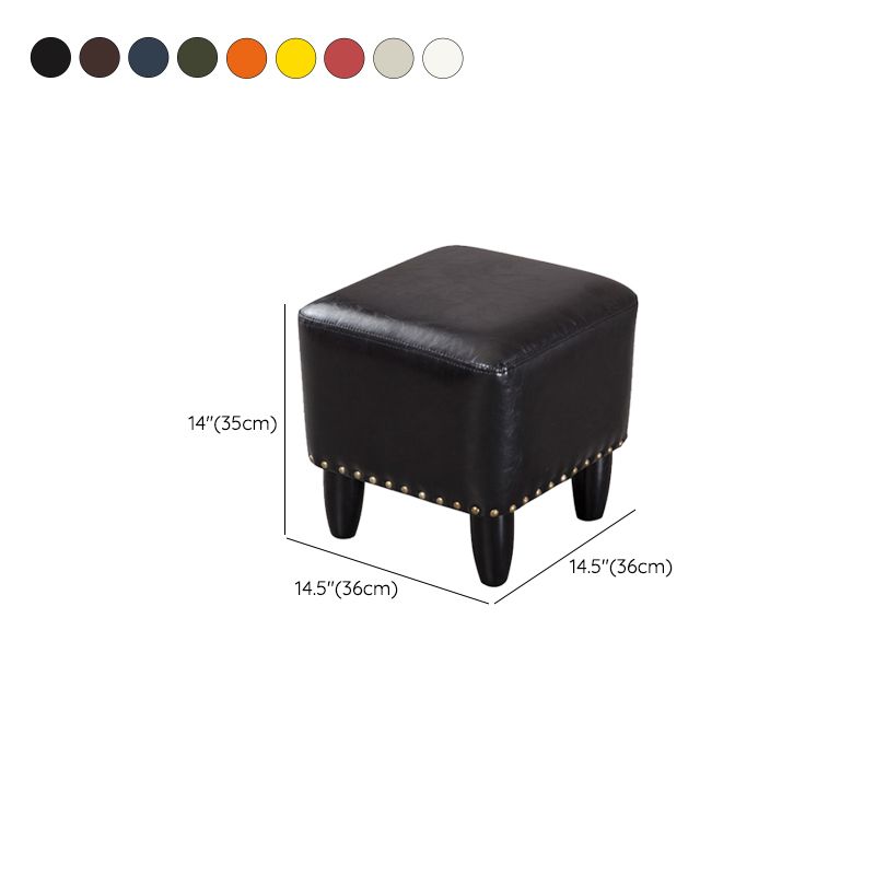 Glam Ottoman Faux Leather Upholstered Solid Color Square Ottoman with Nailhead Trim Clearhalo 'furn' 'furn_ottomans_poufs' 'Furniture' 'Living Room Furniture' 'Ottomans & Poufs' 'ottomans_poufs' 1200x1200_e1498143-4249-4193-9226-78e485455042