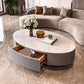 Glam Slate Coffee Table Oval Pedestal Coffee Table with Drawer Clearhalo 'Coffee & Accent Tables' 'Coffee Tables' 'coffee_tables' 'furn' 'furn_coffee_tables' 'Furniture' 'Living Room Furniture' 1200x1200_e14a406e-38b4-4212-ac65-ba2e5358142a