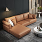 Faux Leather Sofa with Pillow Top Arm for Living Room in Orange