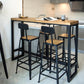 Juego de mesa de bar industrial de madera maciza, mesa de mostrador rectangular de 1/5 piezas con taburetes altos