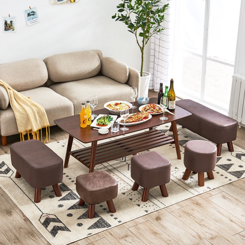 Mid-Century Modern Pouf Ottoman PU Leather Upholstered Solid Color Square Ottoman Clearhalo 'furn' 'furn_ottomans_poufs' 'Furniture' 'Living Room Furniture' 'Ottomans & Poufs' 'ottomans_poufs' 1200x1200_e14d58dd-cf0f-4a4a-85cd-58f0d37dea03