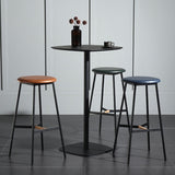 Contemporary Square Pedestal Bar Table Wood Top Bar Table for Cafe And Breakroom