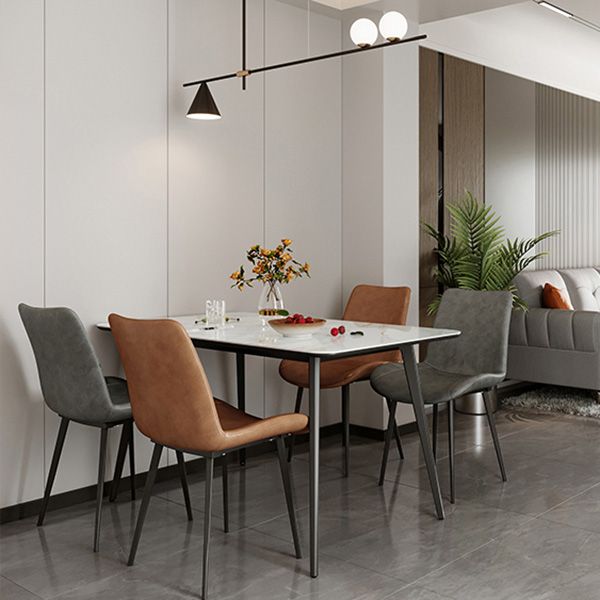Polished Finish Dinette Table with Metal Legs Stone Top Indoor Dining Table Clearhalo 'Dining Tables & Seating' 'Dining Tables' 'dining_table' 'furn' 'furn_dining_table' 'Furniture' 'Kitchen & Dining Furniture' 1200x1200_e14e5450-6918-406c-8a6c-d101b7b7bd95