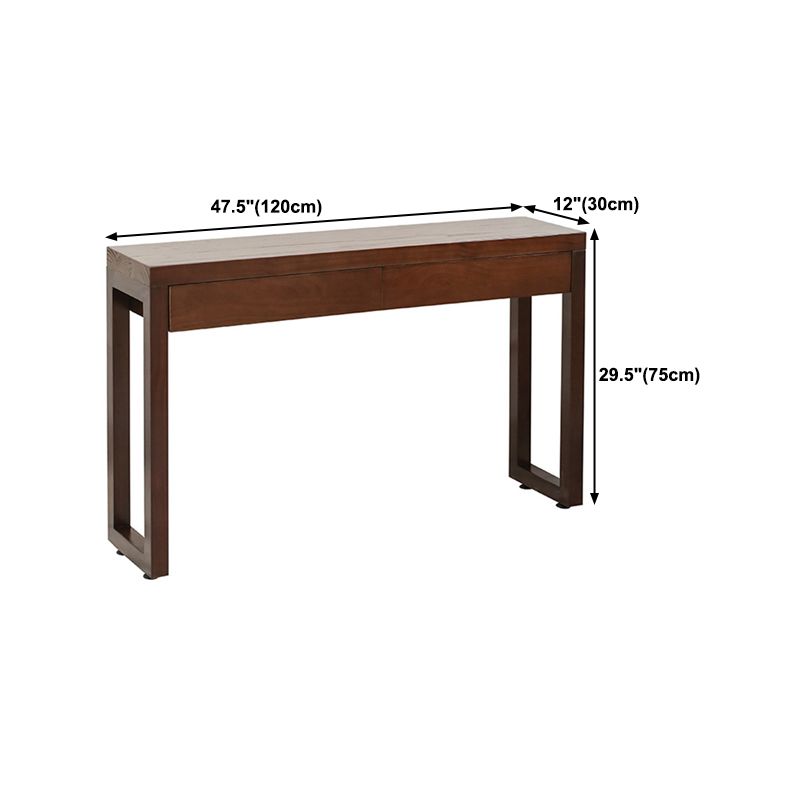 Tavolo di divano console con 2 cassetti nel tavolo console in legno marrone scuro