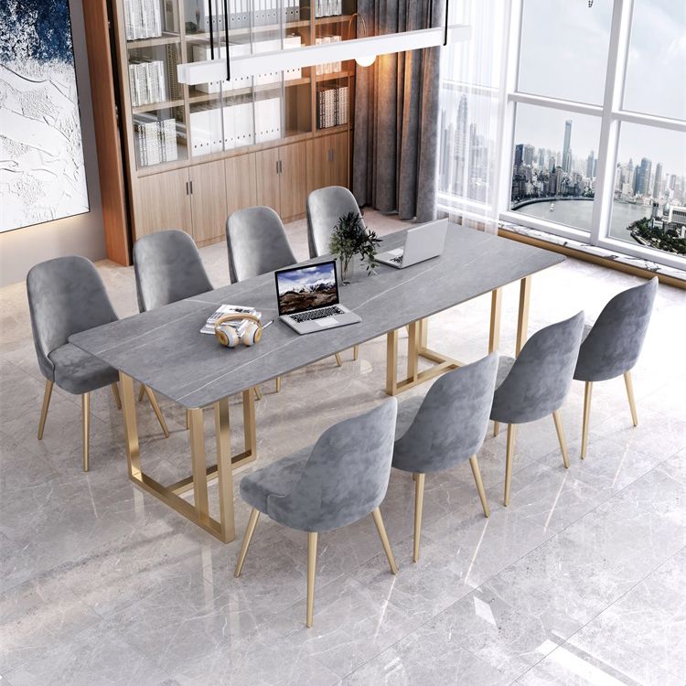 Scrivania per ufficio in stile moderno scrivania di pietra sinterizzata con gambe metalliche