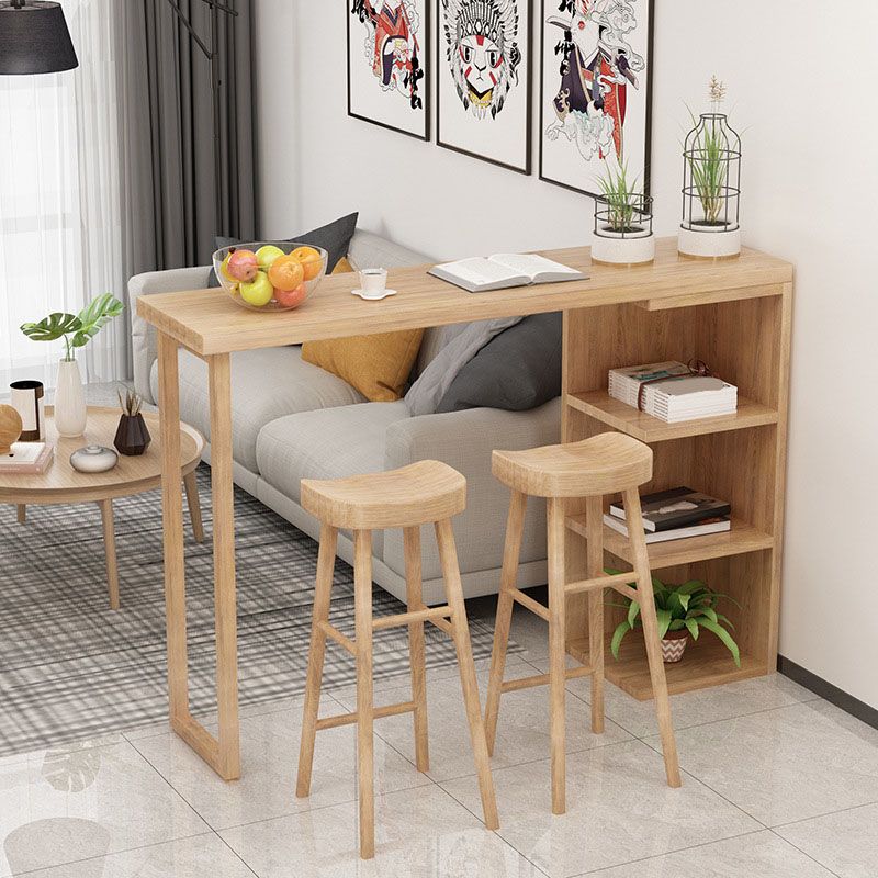 Tavolo da bar in legno massello in stile modem tavolo da pranzo bar con stoccaggio del vino