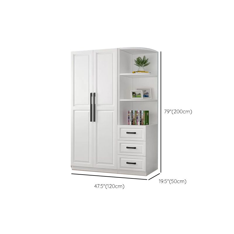 Freestanding Wood Frame Wardrobe Modern Hinged Soft Close Doors Wardrobe and Drawers Clearhalo 'Armoires & Wardrobes' 'armoires_wardrobes' 'Bedroom Furniture' 'furn' 'furn_armoires_wardrobes' 'Furniture' 1200x1200_e1544bbf-78ff-4f13-b60e-00123608d1c1